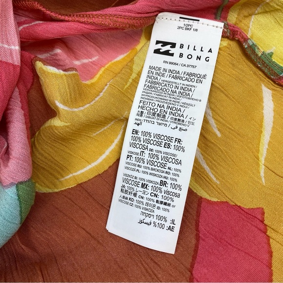 Billabong Love Land Floral Open Cardigan Kimono Beach Cover Up Size M / L - Picture 10 of 11